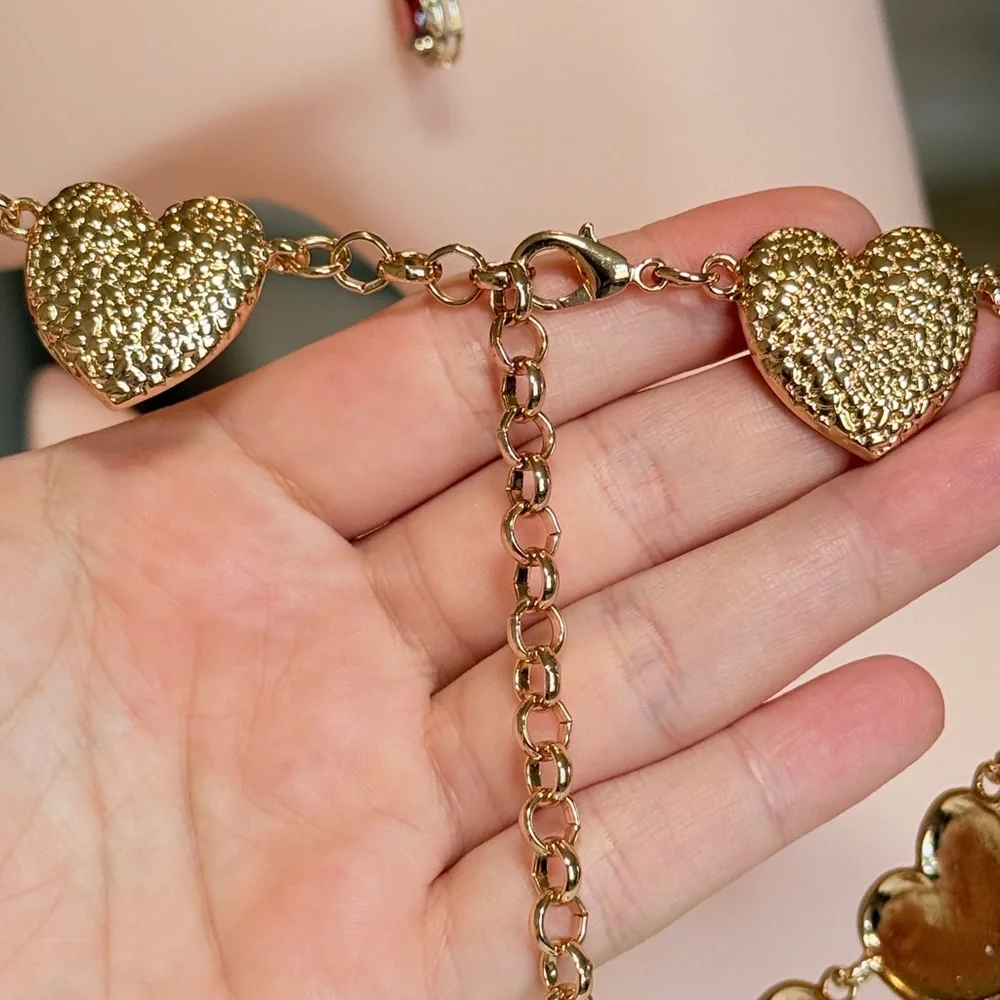 Luxury Gold Heart Link Necklace